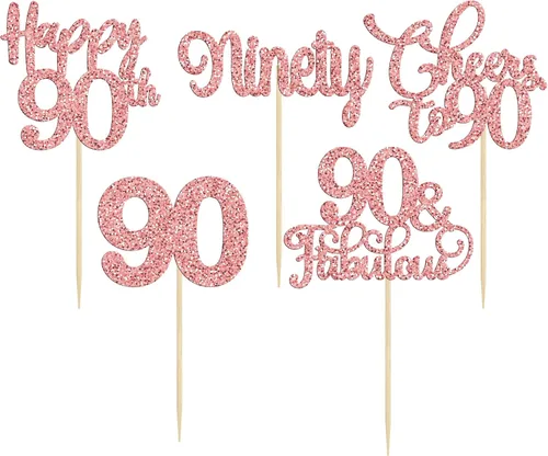 Vista 36 de Paquete de 30 adornos para cupcakes con purpurina de doble dígito para cumpleaños de 10 años, para cumpleaños, aniversario, fiesta, suministros