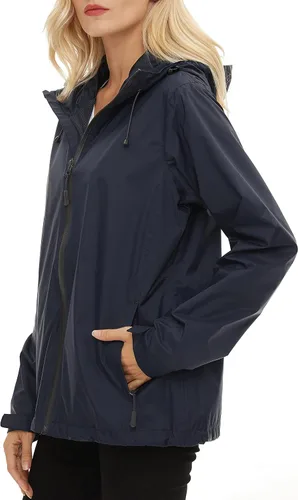Vista 2 de Chaqueta impermeable ligera para mujer, con capucha, cortavientos ajustable y resistente al viento