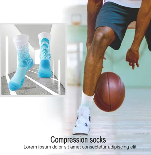 Vista 3 de JZJCPD 5 pares de calcetines deportivos para hombre, gruesos, acolchados, deportivos, baloncesto, correr, entrenamiento, calcetines de compresión