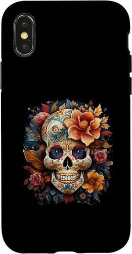 Vista 4 de iPhone 14 Floral Mexican Skull Day of the Dead Dia De Muertos Funda Mujer