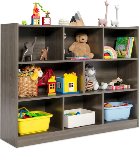 Vista 10 de HONEY JOY Organizador de almacenamiento de juguetes para niños, estante de almacenamiento de 8 secciones para preescolar, organizador de estante