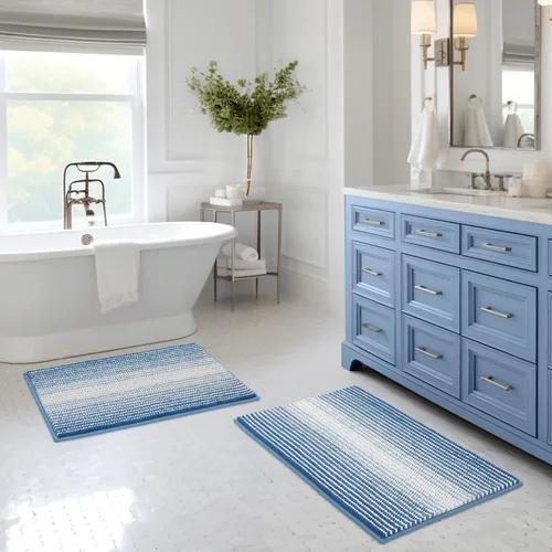 Vista 107 de BSICPRO Tapetes de baño de felpilla, 20 x 32 pulgadas, antideslizantes, absorbentes, suaves, peludos, para baño, lavables a máquina (salvia)