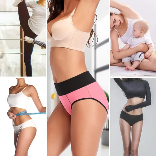 Vista 7 de Eiggam Ropa interior para mujer, de algodón, de cintura alta, cobertura completa, suave, elástico, transpirable, paquete múltiple
