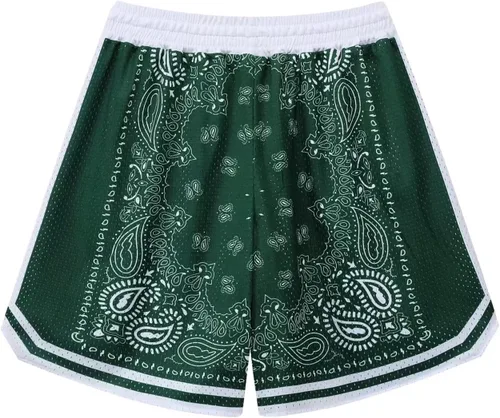 Vista 8 de BOOMLEMON Pantalones cortos de baloncesto para hombre, pantalones cortos de entrenamiento atléticos de cachemira, pantalones cortos de malla
