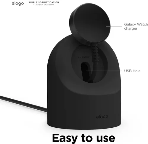 Vista 4 de elago GW2 Soporte de Carga Compatible con Samsung Galaxy Watch 8/8 Classic, 7/Ultra, 6/6 Classic, 5/5 Pro (40, 43, 44, 45, 47mm)