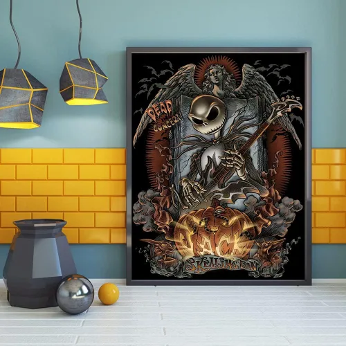 Vista 3 de Pintura de diamante 5D para bricolaje, kit de Halloween por números, taladros completos para adultos, cruz redonda de cristal de diamantes