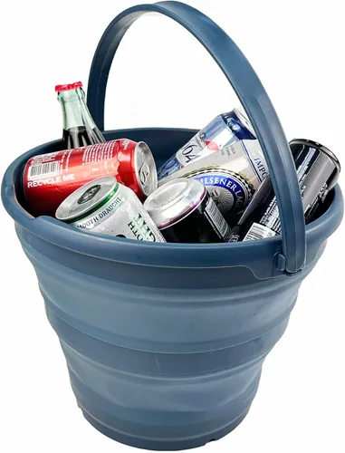 Vista 6 de SAMMART Cubo de plástico plegable de 10 L (2.6 galones), bañera redonda plegable, cubo de agua portátil para pesca, bote de agua para exteriores