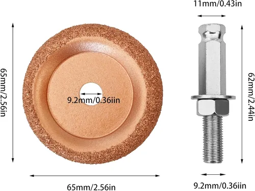 Vista 2 de BT-M122a Kit de rueda de pulido para reparación de neumáticos. 2 1/2 "(63 mm) 60 Grit 2 pcs/kit con adaptador de cambio rápido
