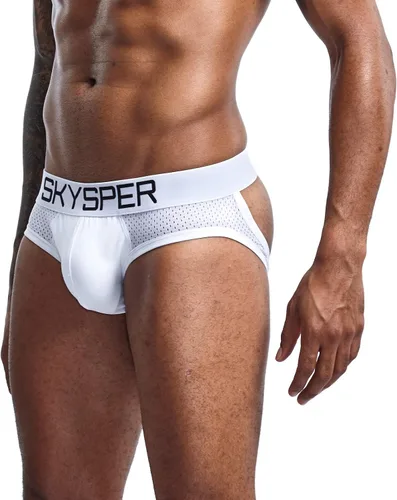 Vista 5 de SKYSPER Jockstrap de malla transpirable de algodón Jock Strap para hombre, ropa interior atlética, partidarios atléticos para hombres