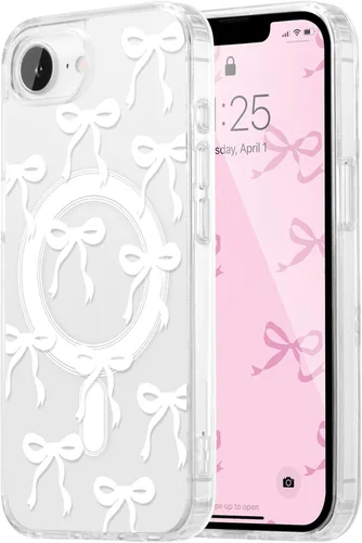 Vista 23 de UEEBAI - Funda magnética para iPhone 11, diseño de lazo, compatible con MagSafe, funda transparente delgada inalámbrica, antiamarilleo, a prueba