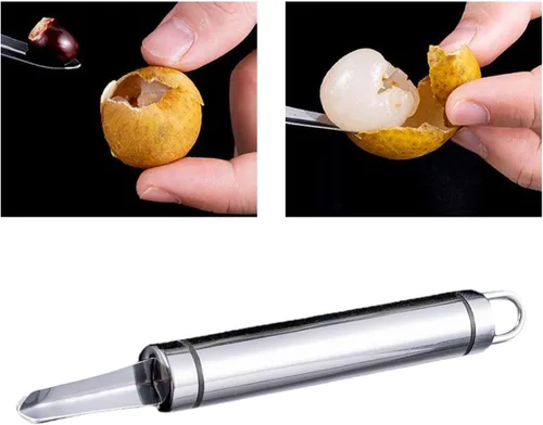 Vista 4 de Fenteer Lychee Corer - Descorazonador de chile compacto, a prueba de óxido, multifuncional, resistente, portátil, de azufaifo, removedor de núcleo