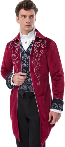 Vista 3 de Cuslinya Men's Steampunk Victorian Jacket Vintage Tailcoat Gothic Costume