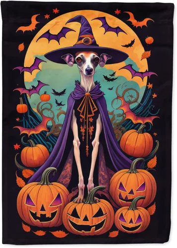 Vista 48 de Caroline's Treasures DAC1466GF - Bandera decorativa para jardín de Halloween de Affenpinscher Witchy para jardín, decoración para patio exterior