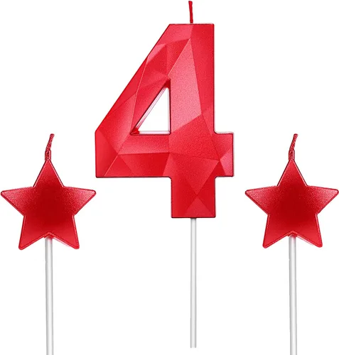 Vista 12 de Velas de primer cumpleaños y velas de corazón de estrella de 2.76 pulgadas para decoración de pasteles de cumpleaños, boda, aniversario, celebración