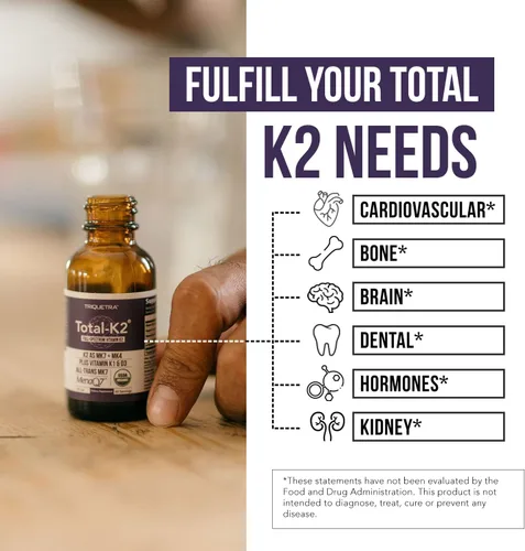Vista 4 de Total K2® Vitamina K2 como MK7 y MK4 Cofactor Plus K1 y vitamina D3 – 620 mcg de K2 por porción – All-Trans MK7 de MenaQ7® – Vitamina K