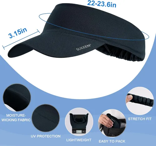 Vista 5 de Sukeen Visera elástica refrescante de tamaño libre con protección UV, visera pico para golf, tenis, ciclismo, correr