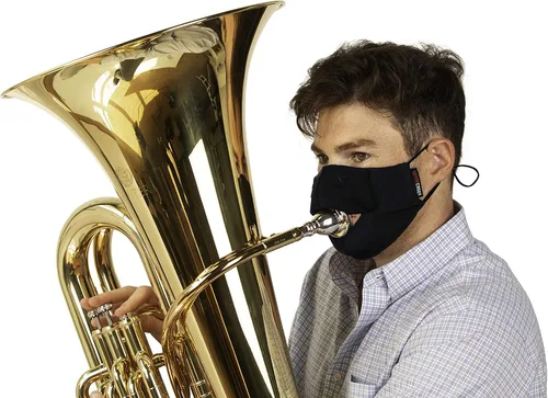Vista 12 de Gator Cases Double-Layer Face Mask with Magnetized Cotton Flap, Ideal for Wind Instrument Performance; Large (GBOM-LARGEBK)