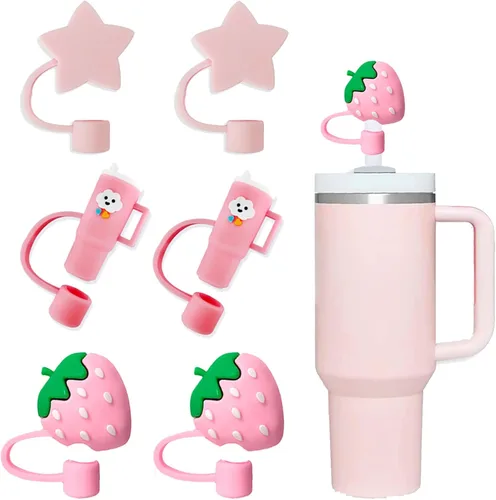 Vista 14 de 2 fundas de popote compatibles con vasos Stanley de 40/30 onzas, protectores reutilizables de silicona para popotes de 0.4 pulgadas/0.394 in