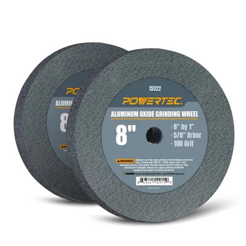 Vista 7 de POWERTEC 15516-P2 - Rueda de molinillo de banco de 8 pulgadas, grano 36, muela abrasiva de óxido de aluminio para amoladora de pedestal de banco