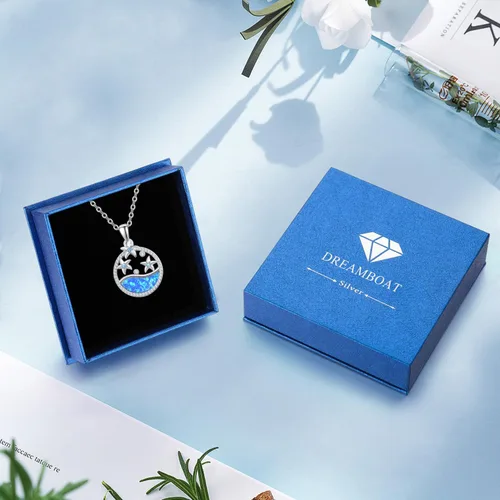 Vista 7 de Sea Ocean Necklace for Women Starfish Seashell Necklace Opal Crystal Pearl Shell Sterling Silver Ocean Jewelry Hawaiian Summer Jewelry