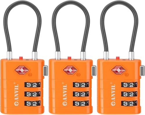 Vista 19 de ANVIL Candados para Equipaje Aprobados por TSA – Candados de Viaje de Combinación TSA008 de Alta Seguridad con Indicador de Inspección para Maletas