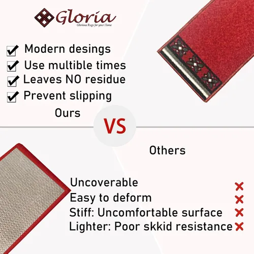 Vista 4 de Gloria Alfombra antideslizante de goma trasera para escaleras, alfombrillas antideslizantes para escaleras, juego de 7 (8.5 x 26 pulgadas)