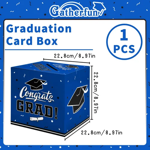 Vista 3 de Gatherfun Decoraciones de Graduación 2026 Caja de Graduación Caja de Tarjetas de Graduación para Regalo de Graduación Favores de Fiesta de Azul