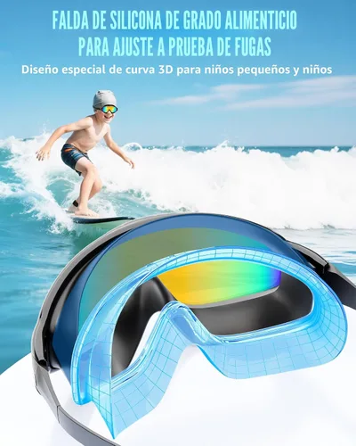 Vista 6 de Aegend Nuevo paquete de 2 gafas de natación de visión amplia para niños, gafas antivaho/anti-UV sin fugas con tapones para los oídos para niños de 3