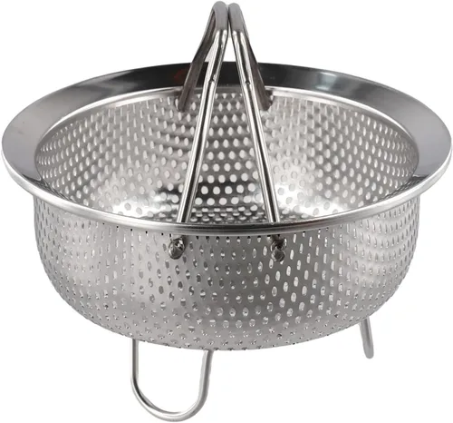 Vista 4 de 304 Stainless Steel Steamer Insert Basket For Cooking Pots & Pressure Cookers – Dishwasher-Safe Perforated Tray For Vegetables/Eggs/Fish, Silver