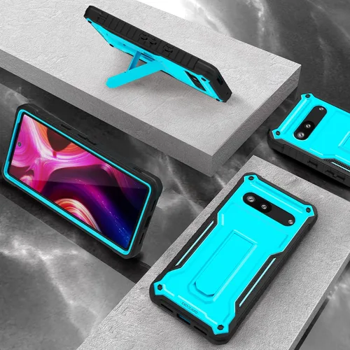 Vista 5 de ExoGuard Funda para Google Pixel 7, funda de goma a prueba de golpes de cuerpo completo viene con un protector de pantalla de vidrio templado y Azul