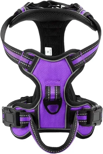 Vista 7 de Adjustable Reflective Dog Harness Vest - No Pull, Soft & Breathable for Small, Medium & Large Dogs(Black,Small)