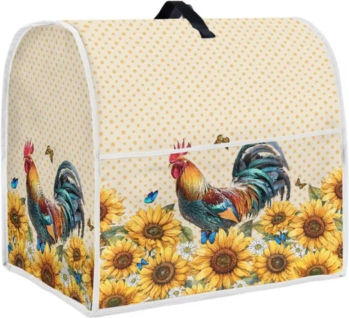 Vista 16 de Cubierta para mezclador de cocina con diseño de flores de pájaros, cubierta para procesador de alimentos con asa superior y bolsillo