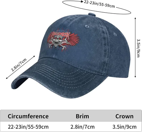 Vista 8 de Sombrero de vaquero de moda para hombre y mujer, ajustable para cuatro estaciones, gorra de béisbol del infierno con ángel, azul marino, Azul marino