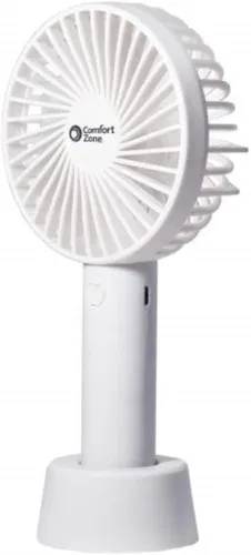 Vista 3 de Comfort Zone Ventilador recargable de mano personal, 4 pulgadas, 3 velocidades, batería de iones de litio, cable micro USB, potente, mini ventilador