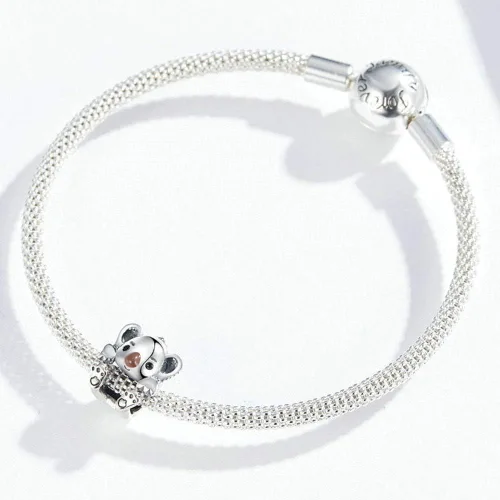 Vista 4 de Dije de plata de ley 925 para perro, dinosaurio, araña, gato, animal, delfín, ratón para pulsera Pandora