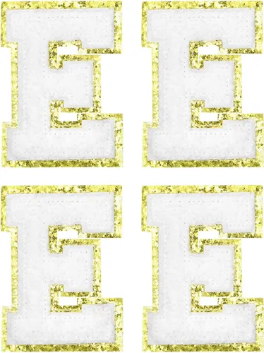 Vista 10 de MECCANIXITY 4 parches de letras de felpilla termo-adhesivas con letras del alfabeto blanco, S de 3 pulgadas de altura para ropa, zapatos, sombreros