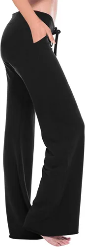 Vista 2 de Leggings acampanados para mujer, pantalones cargo de pierna ancha, leggings de yoga de cintura alta con bolsillos, talla grande, pantalones
