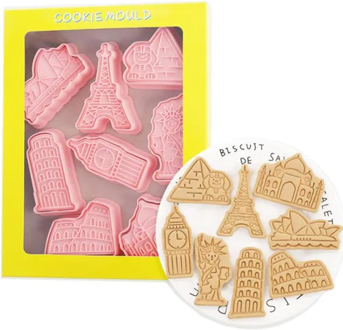 Vista 16 de Juego de 8 moldes de galletas de astronauta para hornear, moldes de galletas alienígenas, juego de moldes de galletas de meteoritos y herramientas
