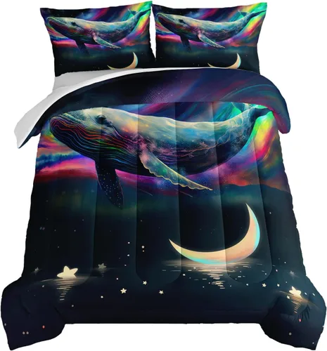 Vista 26 de Juego de edredón de mariposa HOSIMA con 2 fundas de almohada, edredón de galaxia con cielo estrellado lunar, decoración de habitación de mariposas