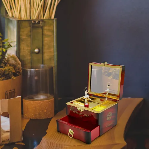 Vista 7 de SKwoker Joyero de música de bailarina mini caja de música de bailarina organizadores de joyas con cajones de espejo para niños cumpleaños Navidad
