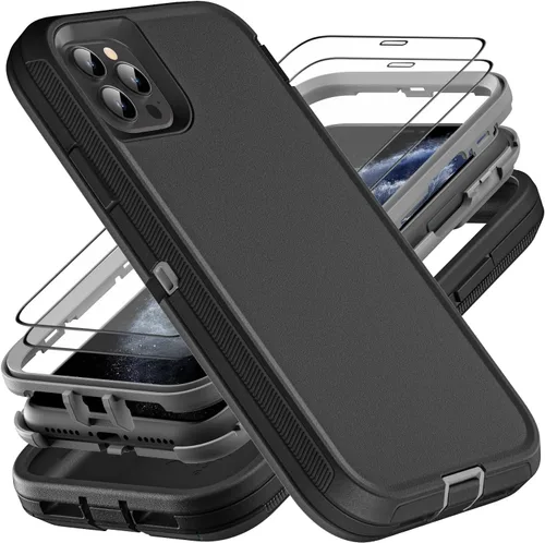 Vista 8 de YKHJKLEC para iPhone 11 Pro Max, funda de grado militar 3 en 1 resistente a prueba de golpes/caídas/polvo con 2 piezas de protector de pantalla