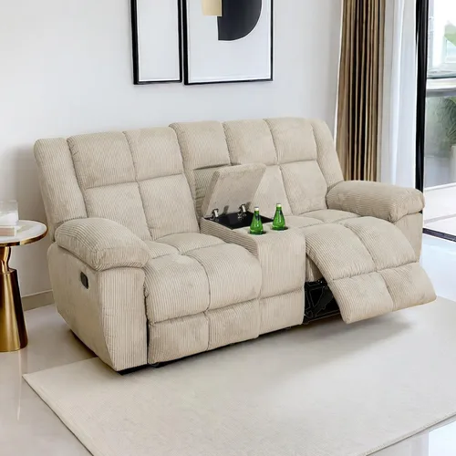 Vista 32 de Juego de sofá reclinable para muebles de sala de estar, juego de sofá y silla reclinable de pana verde, tela manual, sofá reclinable de 3 plazas
