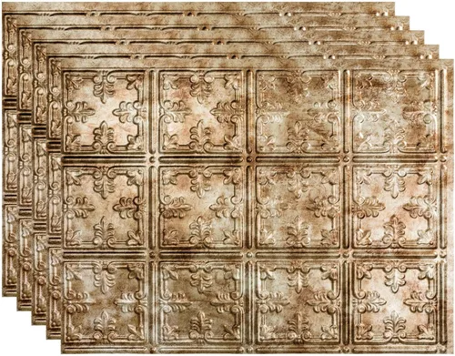 Vista 26 de FASÄDE Panel decorativo para salpicaduras de vinilo de estilo tradicional / patrón 10 en bronce antiguo (muestra de 6 x 6 pulgadas)