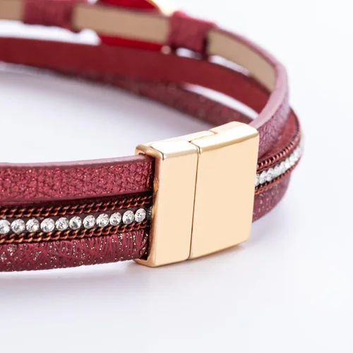Vista 132 de FANCY SHINY - Pulsera de cuero estilo bohemio, pulsera de cuentas de cristal con cierre magnético, regalos de joyería para mujer