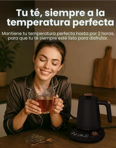 Vista 4 de Vianté - Hervidor Eléctrico de Cuello de Cisne con Control Preciso de Temperatura. Hervidor para Café y Té de Goteo. Protección Contra Hervir hasta