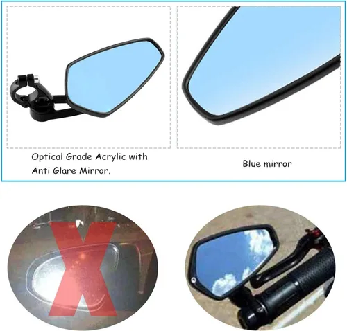 Vista 2 de Sporacingrts Espejos retrovisores para motocicleta C-N-C de 7/8 pulgadas de 0.866 in compatibles con GROM MSX-125 CB500F / Kawasaki Z750 /ER-6F