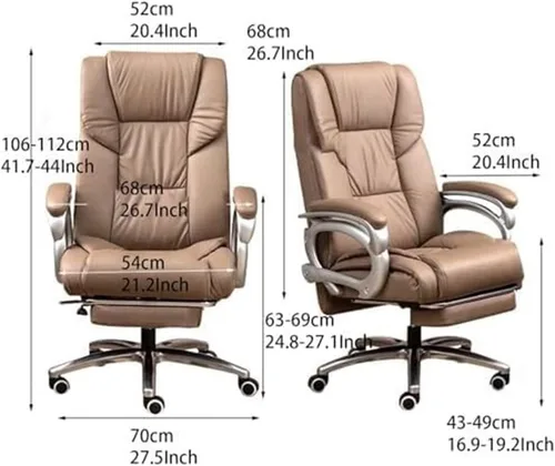 Vista 2 de Big and Tall Office Chair Leather Executive Heavy Duty Ergonomic Computer Desk Chair with Adjustable Lumbar Support Headrest and Footrest High Back