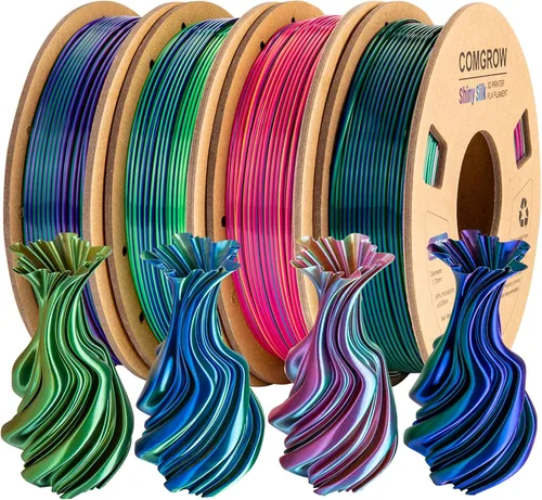 Vista 22 de Comgrow - Filamento para impresora 3D de seda PLA, color dual 2 en 1 negro y verde, filamento PLA para impresión 3D de 1.75mm, precisión dimensional