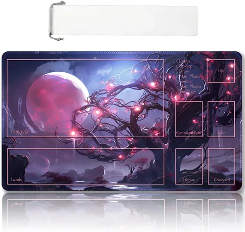 Vista 9 de Tapete de juego MTG cosido de alta calidad con zonas y parte trasera de goma antideslizante, tapete de juego TCG para MTG y otros juegos de cartas