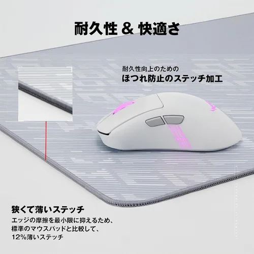 Vista 3 de ASUS Alfombrilla de ratón/ROG Scabbard II Arctic Gray XXL/Extra Grande Gaming Mouse Pad/Resistente al agua/Resistente al aceite/a prueba